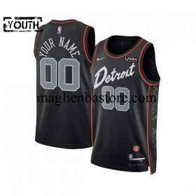 Maglia NBA Detroit Pistons Personalizzate 2023-2024 Nike City Edition Nero Swingman - Bambino